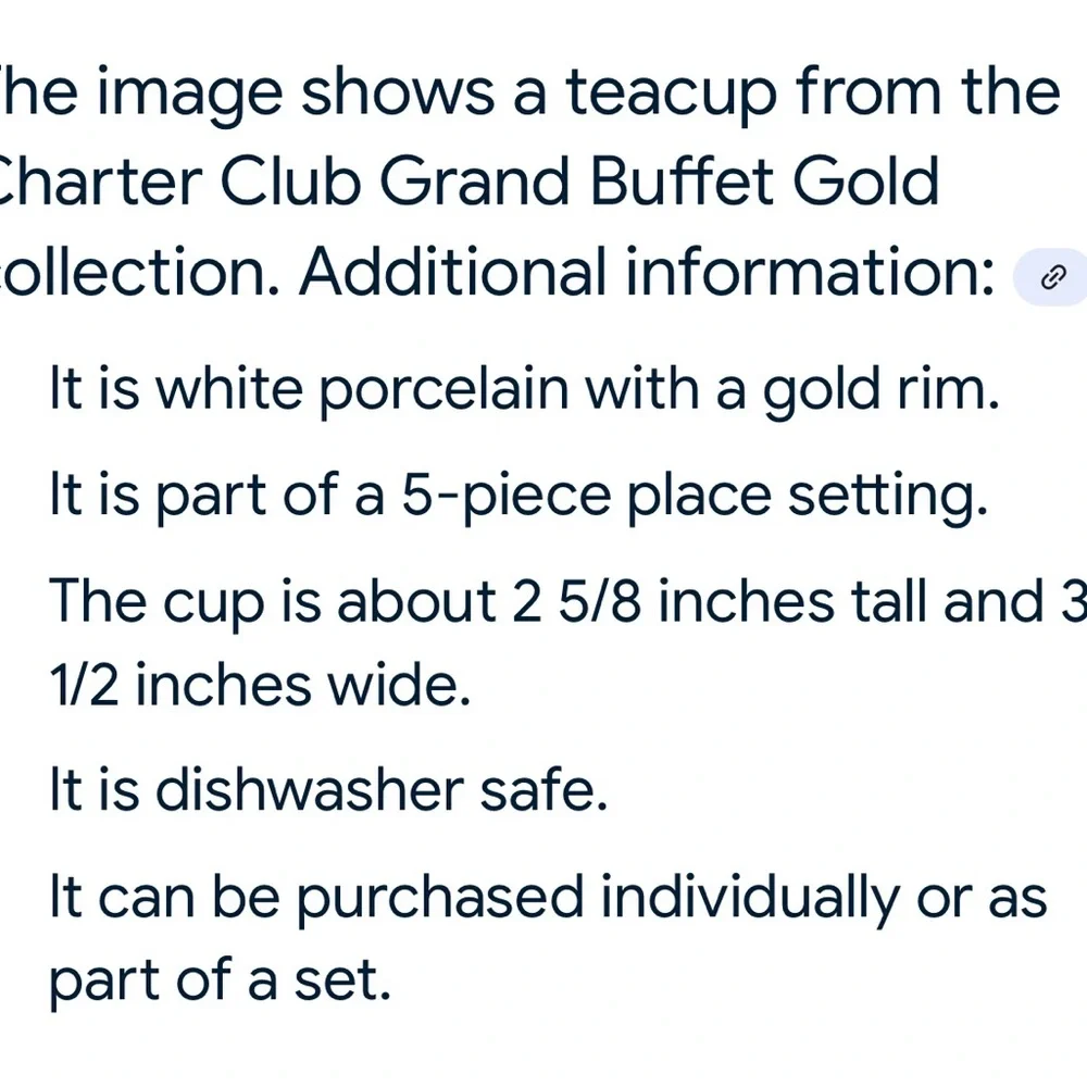 Charter Club Grand Buffet Classic Gold Rimmed Tea or Coffee Cup Set of 4